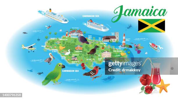 bildbanksillustrationer, clip art samt tecknat material och ikoner med jamaica map - papegoja