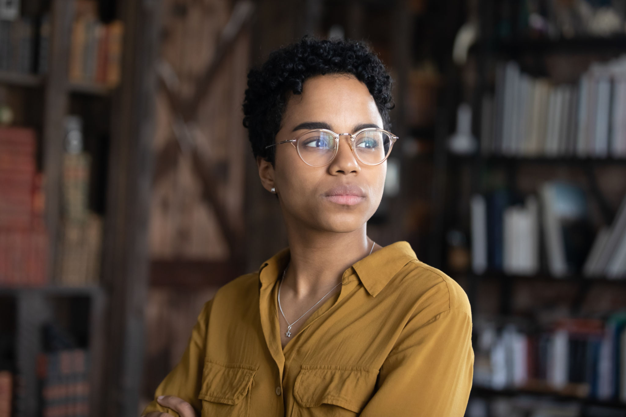 Serious business woman in casual glasses head shot portrait Serious business woman in casual glasses head shot portrait
