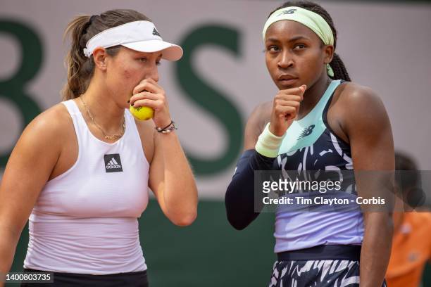 Coco Gauff and Jessica Pegula of the United States during their win against Madison Keys and Taylor Townsend of the United States during the Doubles...