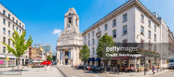 london freemason hall overlooking cafes covent garden panorama - freemasons' hall london stock pictures, royalty-free photos & images