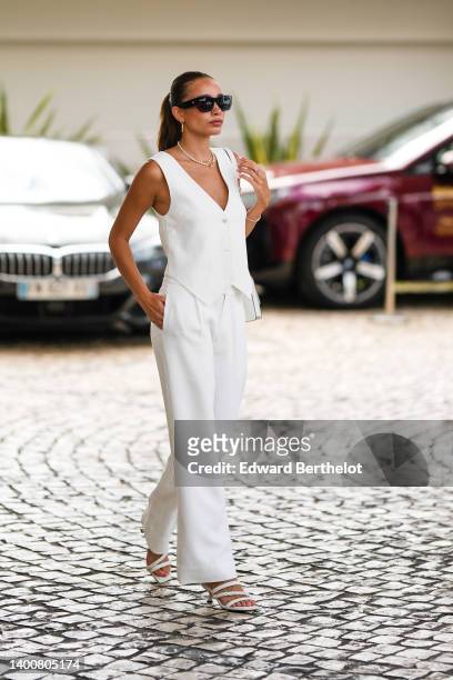 Hana Cross is seen during the 75th annual Cannes film festival at Hotel Martinez on May 26, 2022 in Cannes, France.