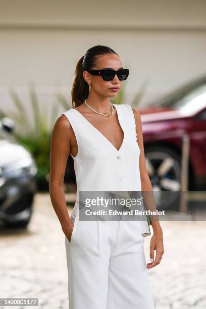 Hana Cross is seen during the 75th annual Cannes film festival at Hotel Martinez on May 26, 2022 in Cannes, France.