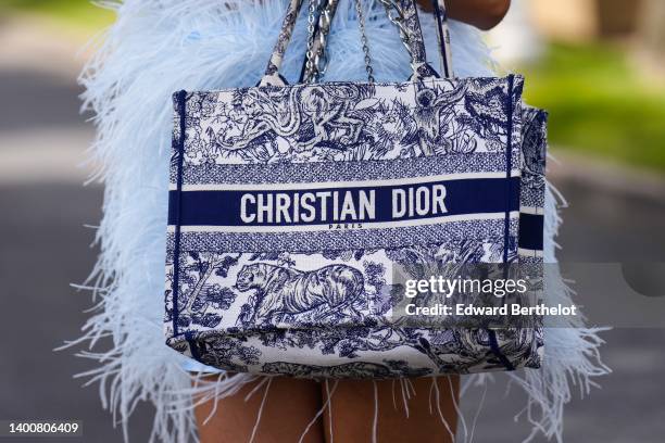 Close-up view of a Christian Dior bag, on May 24, 2022 in Cannes, France.