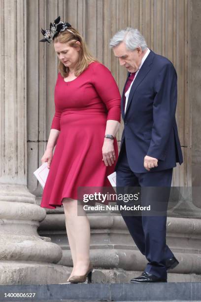 Gordon Brown and Sarah Brown departing St. Paul's Cathedral after the Queen Elizabeth II Platinum Jubilee 2022 - National Service of Thanksgiving on...