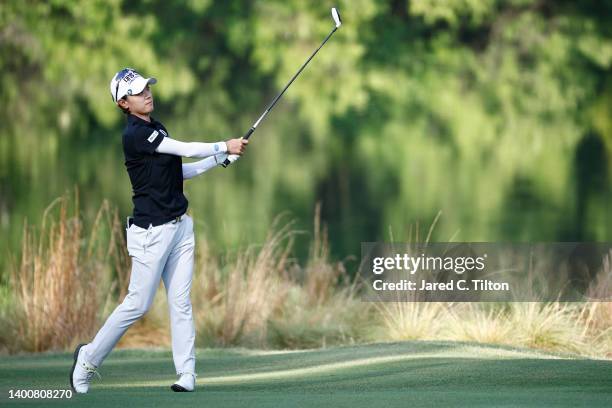 Na Yeon Choi of Korea plays a shot from the tenth fairway during the second round of the 77th U.S. Women's Open at Pine Needles Lodge and Golf Club...