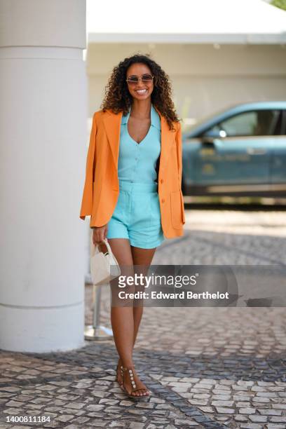 Flora Coquerel is seen during the 75th annual Cannes film festival at Hotel Martinez on May 19, 2022 in Cannes, France.