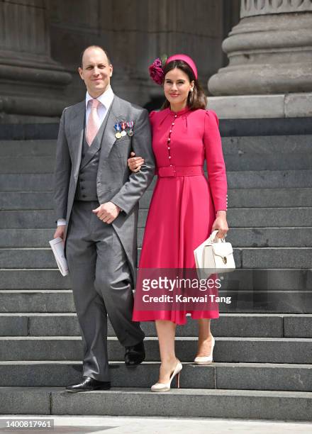 Lord Frederick Windsor and Sophie Winkleman attend the National Service of Thanksgiving at St Paul's Cathedral on June 03, 2022 in London, England....