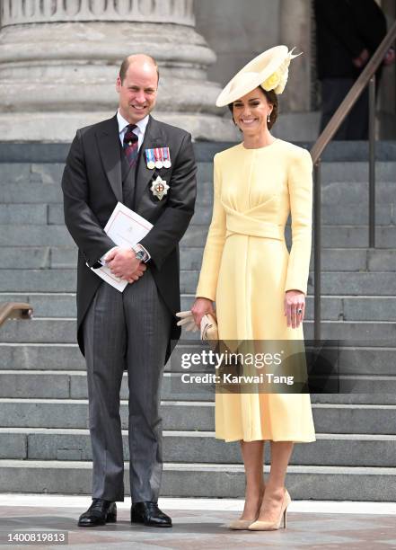 Prince William, Duke of Cambridge and Catherine, Duchess of Cambridge attend the National Service of Thanksgiving at St Paul's Cathedral on June 03,...