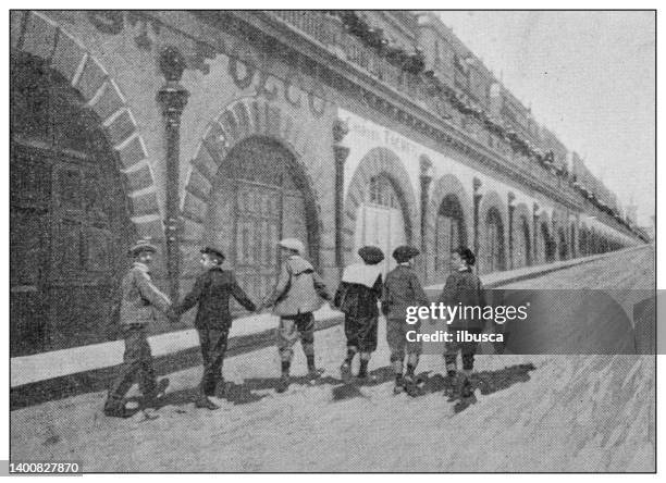 antique photo: henri rochefort in algiers, procession parade - algeria stock illustrations