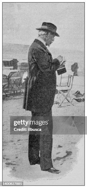 antique photo: henri rochefort in algiers - algeria stock illustrations