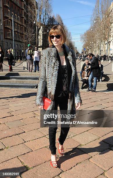 Gaia Bermani Amaral attends the Roberto Cavalli Autumn/Winter 2012/2013 fashion show as part of Milan Womenswear Fashion Week on February 27, 2012 in...