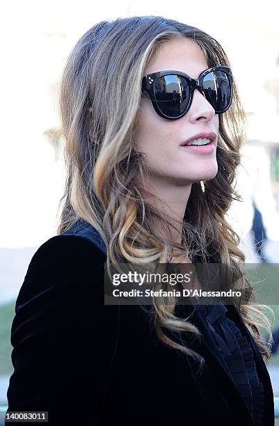 Elisa Sednaoui attends the Roberto Cavalli Autumn/Winter 2012/2013 fashion show as part of Milan Womenswear Fashion Week on February 27, 2012 in...