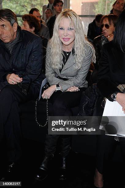 Ivana Spagna attends the Lorenzo Riva Autumn/Winter 2012/2013 fashion show as part of Milan Womenswear Fashion Week on February 27, 2012 in Milan,...