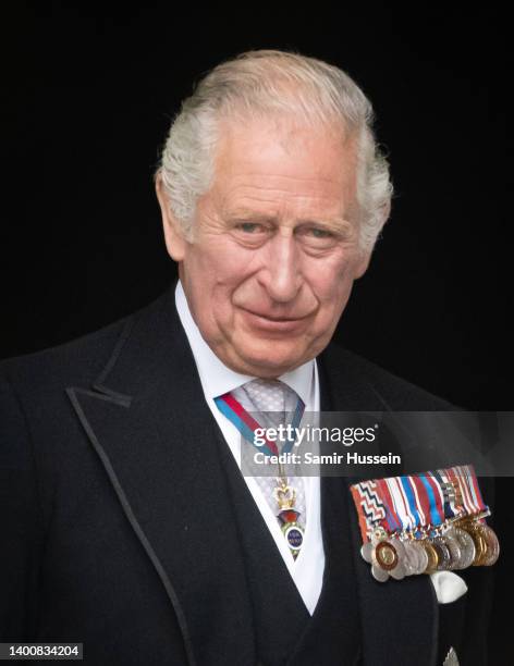 Prince Charles, Prince of Wales attends the National Service of Thanksgiving at St Paul's Cathedral on June 03, 2022 in London, England. The Platinum...