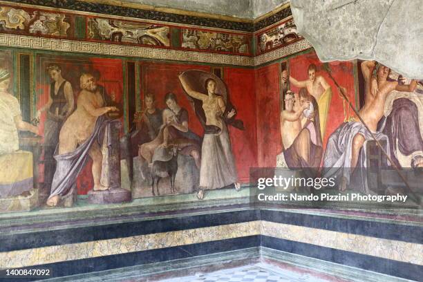 villa of the mysteries - pompeii stock-fotos und bilder