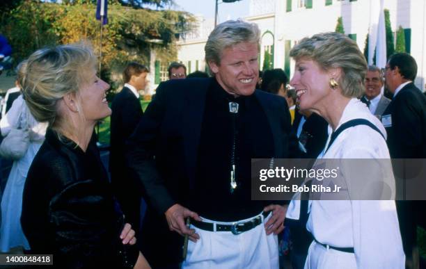 Actor Gary Busey speaks with guests at USA Today 5th Anniversary Party, September 10, 1987 at Culver Studios in Culver City, California.