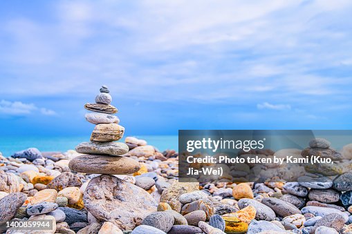 Stack colorful stone on beach Stack colorful stone on beach