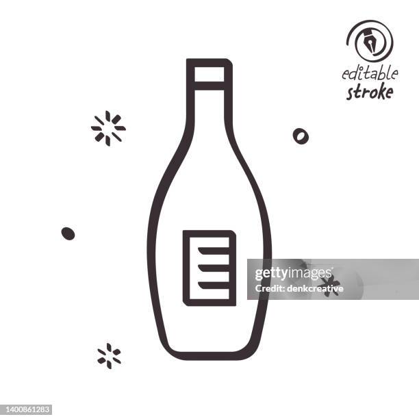 playful line illustration for maple syrup - maple syrup bottle stock illustrations