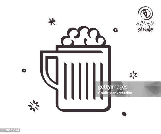 verspielte linienillustration für bierglas - brauerei stock-grafiken, -clipart, -cartoons und -symbole