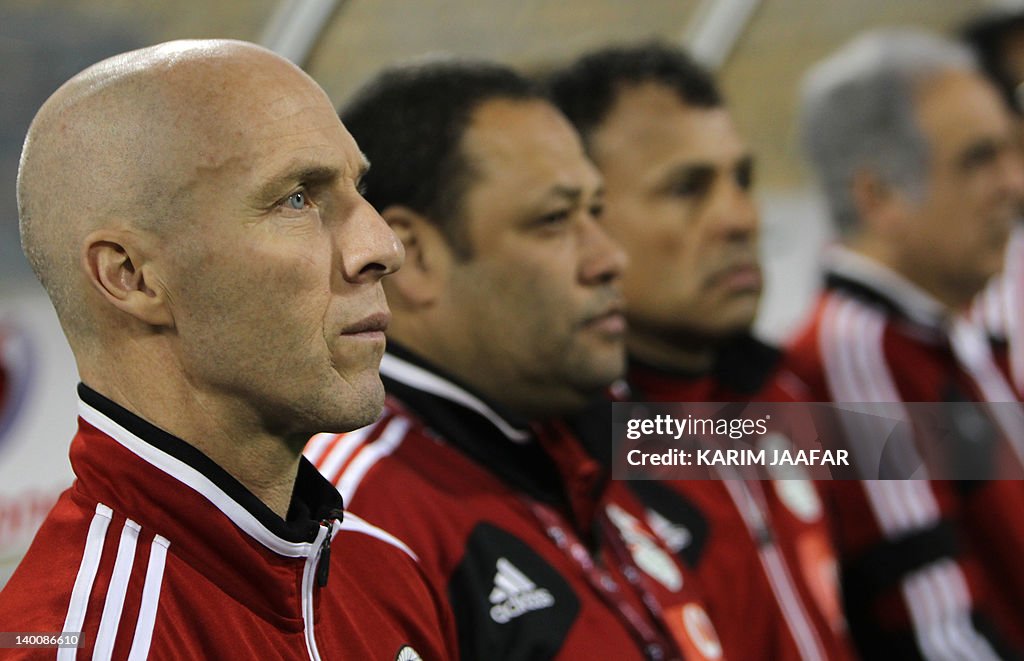 Egypt's US coach Bob Bradley attends his