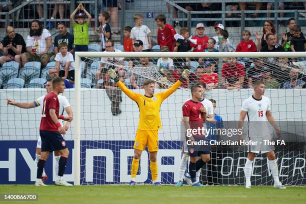 Josef Bursik of England reacts during the UEFA European Under-21 Championship Qualifier match between England U21 and Czech Republic U21 on June 03,...