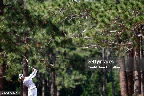 Jin Young Ko of Korea plays a shot from the seventh fairway during the second round of the 77th U.S. Women's Open at Pine Needles Lodge and Golf Club...