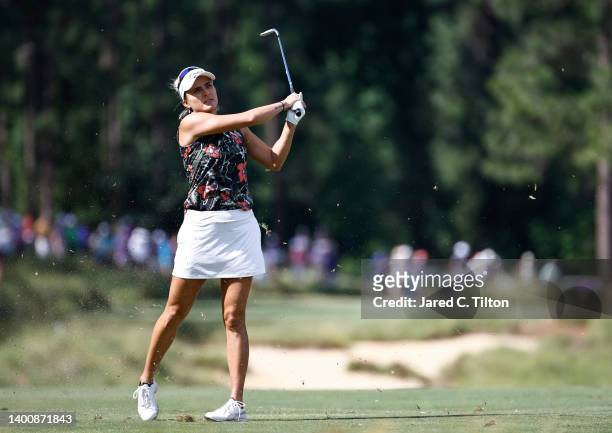 Lexi Thompson plays a shot from the seventh fairway during the second round of the 77th U.S. Women's Open at Pine Needles Lodge and Golf Club on June...