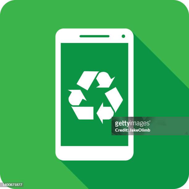 recycle smartphone icon silhouette - mobile app illustration stock illustrations
