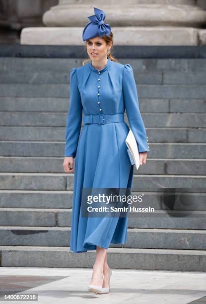 Princess Beatrice of York attends the National Service of Thanksgiving at St Paul's Cathedral on June 03, 2022 in London, England. The Platinum...