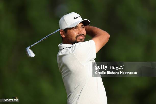 Jason Day of Australia in action during the second round of the 2022 PGA Championship at Southern Hills Country Club on May 20, 2022 in Tulsa,...