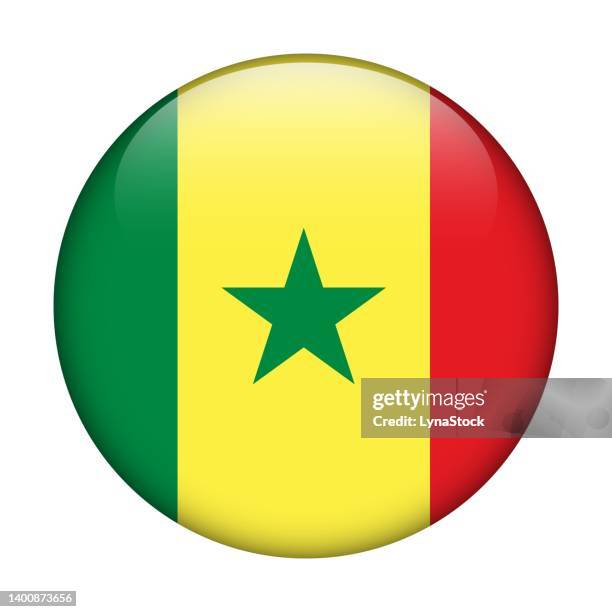 ilustrações, clipart, desenhos animados e ícones de bandeira nacional do senegal. ícone vetorial. botão de vidro para web, app, ui. faixa brilhante. - senegal