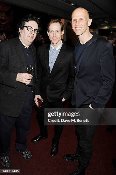 Mark Wallinger, dancer Ed Watson and choreographer and Sadler's Wells associate artist Wayne McGregor attend the Sadler's Wells Fundraising Gala:...