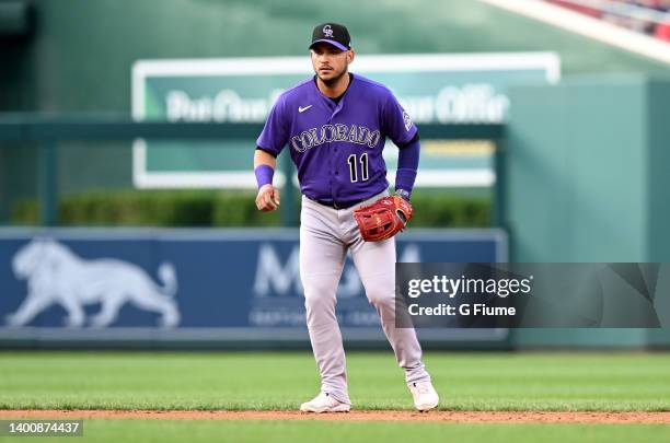 Jose Iglesias of the Colorado Rockies plays shortstop against the Washington Nationals during game two of a doubleheader at Nationals Park on May 28,...