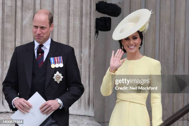 Catherine, Duchess of Cambridge and Prince William, Duke of Cambridge departing St. Paul's Cathedral after the Queen Elizabeth II Platinum Jubilee...