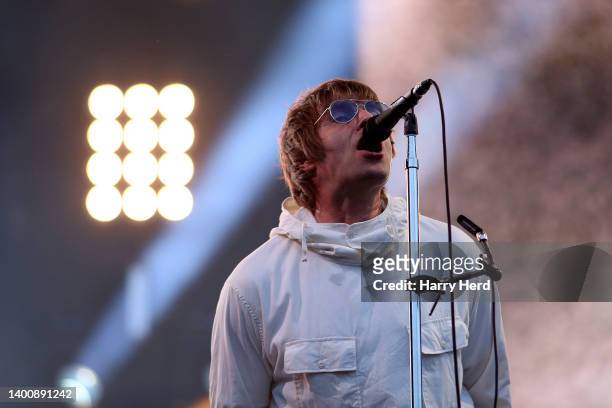 Liam Gallagher performs at Knebworth Park on June 03, 2022 in Knebworth, England.