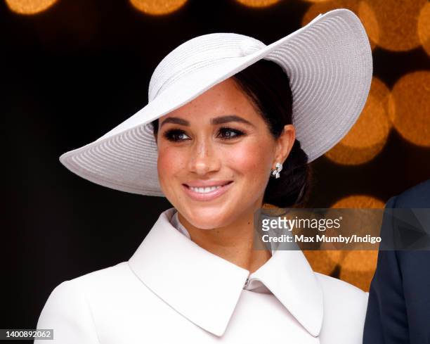 Meghan, Duchess of Sussex attends a National Service of Thanksgiving to celebrate the Platinum Jubilee of Queen Elizabeth II at St Paul's Cathedral...