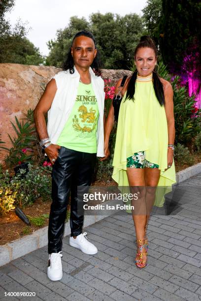 German acgtress Christine Neubauer and Jose Campos during the Remus Neon Night at Eden @ House of Son Amar on June 3, 2022 in Palma de Mallorca,...