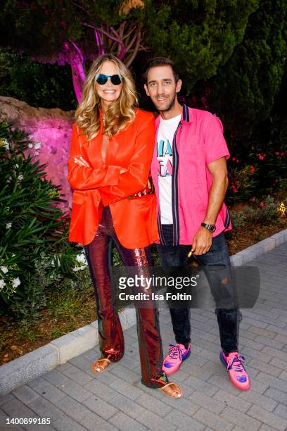 Topmodel Elle Macpherson and Marcel Remus during the Remus Neon Night at Eden @ House of Son Amar on June 3, 2022 in Palma de Mallorca, Spain.