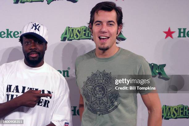 August 20: MANDATORY CREDIT Bill Tompkins/Getty Images Wyclef Jean and Nick Hexum backstage at the Amsterjam Music Festival August 20, 2005 on...