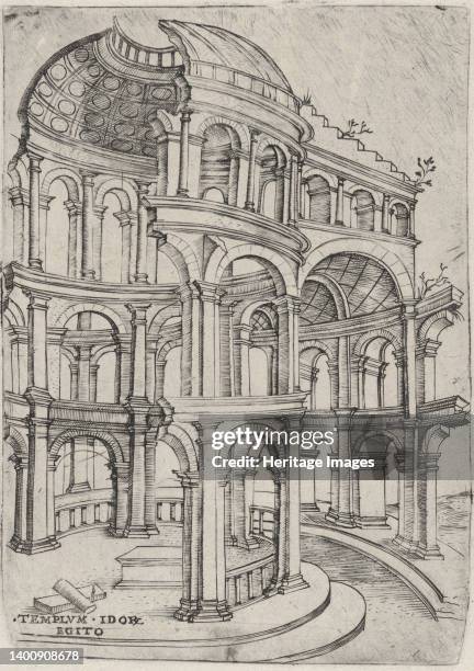 Templum Idor Egito, from a Series of 24 Depicting Buildings from Roman Antiquity, Plate circa 1530-50. Artist Anon.