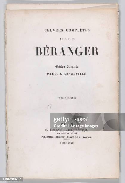 The Complete Works of P.J. De Béranger, 1836. Artist Anon.