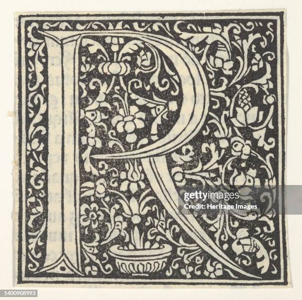 Initial letter R with floral pattern, 1496. Artist Anon.