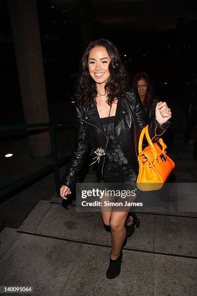 Funda Onal seen arriving at the Sky bar, Millbank Tower on February 27, 2012 in London, England.