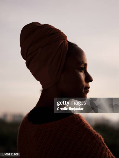 schöne natürliche dunkle hautfarbe, frauen lächeln vor selbstvertrauen - schattenbilder schattenbild silhouette silhouettes stock-fotos und bilder