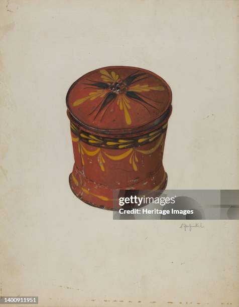 Toleware Sugar Bowl, circa 1940. Artist Sara Garfinkel.