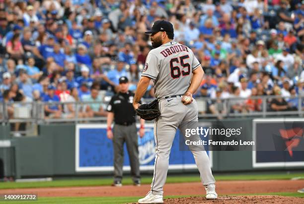 Pitcher Jose Urquidy of the Houston Astros stands on the mound in the second inning during the game between the Kansas City Chiefs and the Houston...