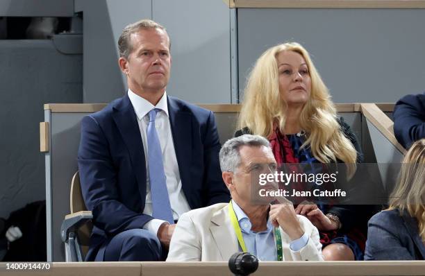 Stefan Edberg and his wife Annette Olsen attend day 13 of the French Open 2022 held at Stade Roland Garros on June 3, 2022 in Paris, France.