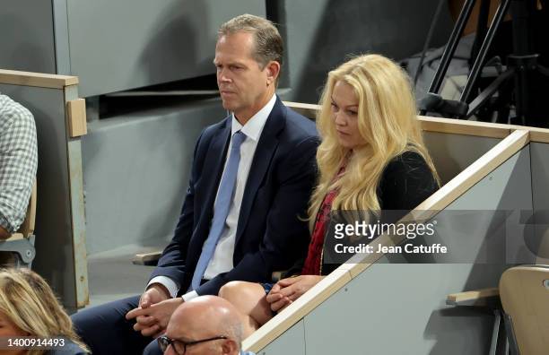 Stefan Edberg and his wife Annette Olsen attend day 13 of the French Open 2022 held at Stade Roland Garros on June 3, 2022 in Paris, France.