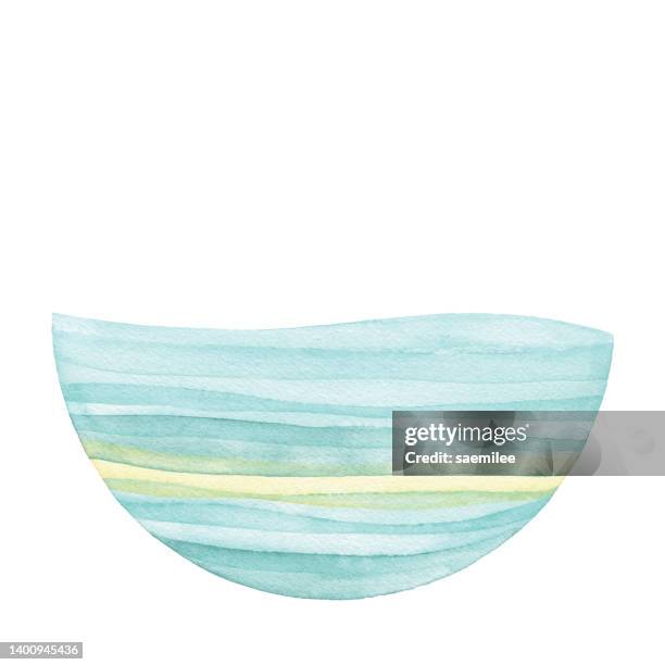 ilustrações, clipart, desenhos animados e ícones de ondas de aquarela em meio círculo - mare