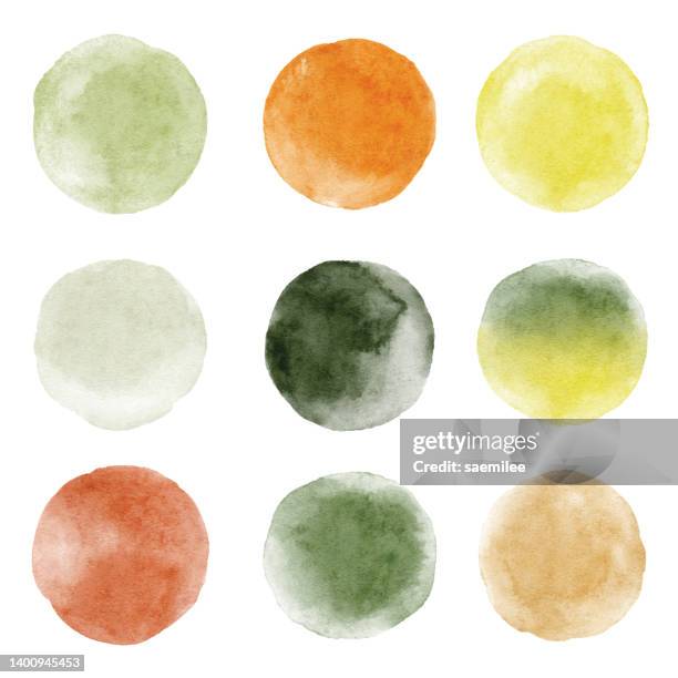 watercolor circles with spring colors - beige watercolor stock illustrations